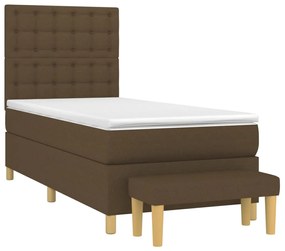 Κρεβάτι Boxspring με Στρώμα Σκούρο Καφέ 80x200 εκ. Υφασμάτινο - Καφέ