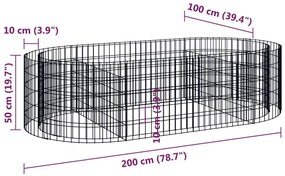 Συρματοκιβώτιο-Γλάστρα Υπερυψωμένη 200x100x50 εκ Γαλβαν. Ατσάλι - Ασήμι