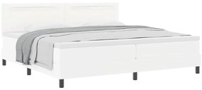 vidaXL Κρεβάτι με ελατήρια με στρώμα Λευκό 200 x 200 cm Τεχνητό δέρμα