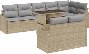 vidaXL Σετ καθιστικού με μαξιλάρι 9 pcs Μπεζ Πολυ ράταν