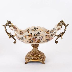 Φοντανιέρα Πορσελάνινη 752-21035 50.5x20.3x31cm White-Gold Estheti Home Porcelain