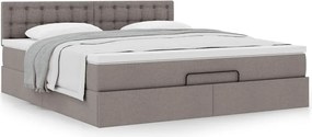vidaXL Οθωμανικό κρεβάτι με στρώμα Taupe 160x200cm ύφασμα