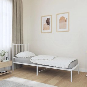 Πλαίσιο Κρεβατιού με Κεφαλάρι Λευκό 75 x 190 εκ. Μεταλλικό