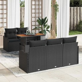 vidaXL Σετ Καναπέ Κήπου με μαξιλάρι 6 pcs Μαύρο 100 x 55 x 73 εκ