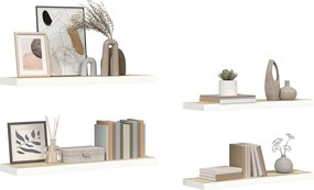 vidaXL Ράφια Τοίχου 4 τεμ. Δρυς/Λευκό 80x23,5x3,8 εκ. MDF