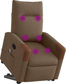 vidaXL Πολυθρόνα Μασάζ Ανακλινόμενη με Ανύψωση Καφέ Υφασμάτινη