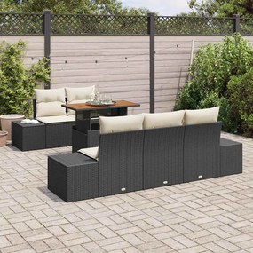 vidaXL Σέτ φαγητού για κήπο 6 pcs Μαύρο, Κρέμα 100 x 55 x 73 εκ