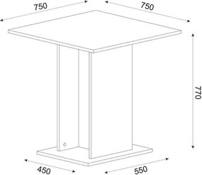 Σετ τραπεζαρία 5τμχ Allos - Nova Megapap χρώμα sapphire oak - γκρι 75x75x77εκ.