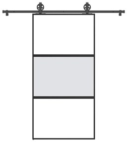 Συρόμενη πόρτα με σετ υλικού 102,5x205 cm από γυαλί&amp;Αλουμίνιο - Μαύρο