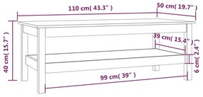 Τραπεζάκι Σαλονιού Μαύρο 110x50x40εκ. από Μασίφ Ξύλο Πεύκου - Μαύρο