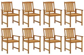 Καρέκλες Κήπου 8 Τεμαχίων από Μασίφ Ξύλο Ακακίας με Μαξιλάρια - Γκρι