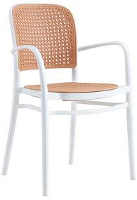 Πολυθρόνα Juniper pakoworld με UV protection PP μπεζ- λευκό 56x52.5x86.5εκ.
