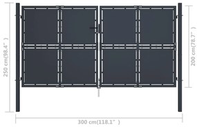 vidaXL Πόρτα Κήπου Ανθρακί 300x200 εκ. από Ατσάλι