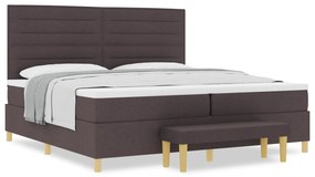 vidaXL Κρεβάτι Box Spring με Στρώμα & Πάγκο Σκούρο Καφέ 200x200 cm Ύφασμα