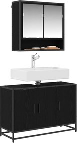 vidaXL Ντουλάπι Μπάνιου Μαύρη Οξυά 90 x 33 x 60 εκ. Επεξεργασμένο ξύλο