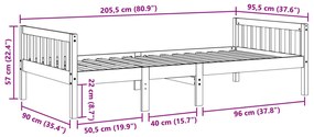 Κρεβάτι Παιδικό Χωρίς Στρώμα Καφέ Κεριού 90x200 εκ Μασίφ Πεύκο - Καφέ