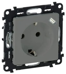 Πρίζα Σούκο με USB Τύπου C Αλουμίνιο Valena Life 753335 Legrand-753335-Αλουμίνιο 753335