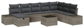vidaXL Σετ Καναπέ Κήπου με μαξιλάρι 9 pcs Γκρι Πολυ ράταν