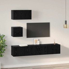 vidaXL Σετ επίπλου τηλεόρασης 4 pcs Μαύρη Οξυά Επεξεργασμένο ξύλο