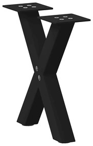 Πόδια Τραπεζιού Σαλονιού σε Σχήμα Χ, 2 τεμ. Μαύρο, Ατσάλι 37x(30-31) εκ.