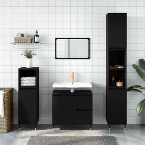 vidaXL Ντουλάπι Μπάνιου Μαύρο 65x33x60 εκ. Επεξεργασμένο Ξύλο