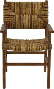 Πολυθρόνα Refane pakoworld φυσικό teak ξύλο-ψάθα 55x60x85εκ