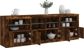 vidaXL Ντουλάπι με LED Καπνιστή Δρυς 202 x 37 x 67 εκ.