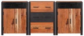 vidaXL Πλαϊνό γραφείο 3 pcs Καφέ 165 x 30 x 75 εκ Μασίφ ξύλο ακακίας