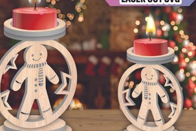 Σετ των 2 Intra απο ξύλο plywood 3mm-4mm πάχος Χριστουγεννιάτικη Κηροπήγαδα Δίασταση 15x15 cm INTRAFABR-107007128