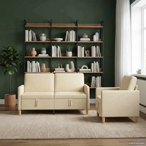 vidaXL Σαλονάκι Σετ Με Αποθηκευτικό Χώρο 2 pcs Κρεμ Πολυεστέρας