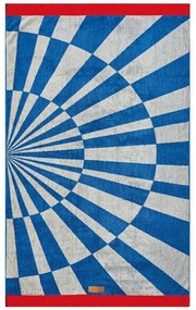 Πετσέτα Θαλάσσης Βελουτέ Labyrinth Blue-Ecru Kentia Beach 80x160cm 100% Βαμβάκι