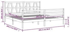 Πλαίσιο Κρεβατιού με Κεφαλάρι Μελί 200x200 εκ. από Μασίφ Ξύλο - Καφέ