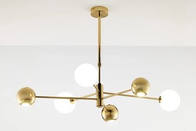 Κρεμαστό Πολύφωτο Moka 3xG9 Χρυσό με Οπάλ Γυαλί