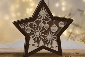 Σετ των 3 Intra απο ξύλο plywood 3mm-4mm πάχος Χριστουγεννιάτικο στολίδι αστεριών, διακοσμητικό παιχνίδι Δίασταση 4x4 cm INTRAFABR-85268479