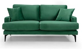 Καναπές 2θέσιος Fortune pakoworld βελούδο πράσινο-μαύρο 175x90x88εκ - Ύφασμα - 071-001182