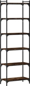 vidaXL Βιβλιοθήκη 6 Επιπέδων Καπνιστή Δρυς 60x30x188 εκ. Επεξεργ. Ξύλο