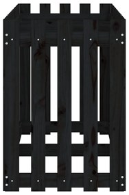 Ζαρντινιέρα Υπερυψωμένη Σχ Φράχτη Μαύρη 150x50x70εκ Μασίφ Πεύκο - Μαύρο