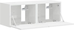 vidaXL Ντουλάπι Τηλεόρασης Τοίχου Επιτοίχιο 2 pcs Λαμπερό Λευκό