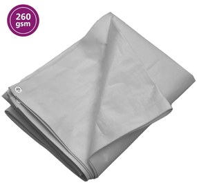 vidaXL Μουσαμάς Γκρι 260 γρ./μ.² 6x10 μ. από HDPE