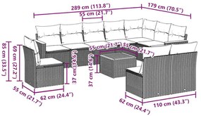 vidaXL Σαλόνι Κήπου Σετ 11 Τεμαχίων Μαύρο Συνθετικό Ρατάν με Μαξιλάρια