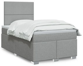 vidaXL Κρεβάτι Boxspring με Στρώμα Ανοιχτό Γκρι 120x190 εκ. Υφασμάτινο