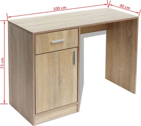 vidaXL Γραφείο με Συρτάρι και Ντουλάπι Χρώμα Δρυς 100 x 40 x 73 εκ.