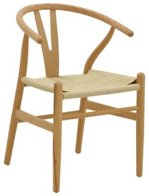 Καρέκλα Wishbone rubberwood φυσικό-έδρα φυσικό σχοινί 53x55x76εκ Υλικό: RUBBERWOOD - ROPE 263-000002