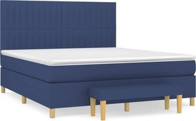 vidaXL Κρεβάτι Boxspring με Στρώμα Μπλε 160x200 εκ. Υφασμάτινο