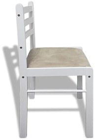 vidaXL Καρέκλες Τραπεζαρίας 6 τεμ. Λευκές από Μασίφ Ξύλο / Βελούδο