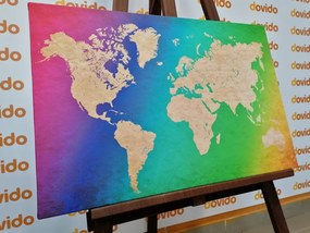 Εικόνα στον παγκόσμιο χάρτη παστέλ από φελλό - 90x60  peg