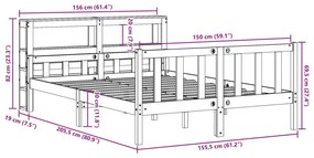 Σκελετός Κρεβ. Χωρίς Στρώμα Λευκό 150x200 εκ Μασίφ Πεύκο - Λευκό