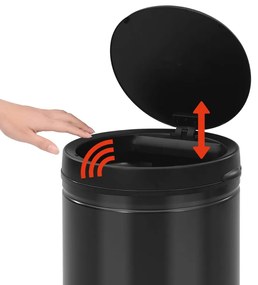 vidaXL Κάδος Απορριμμάτων Αυτόματος Μαύρος 70 Λίτρων από Ανθρακοχάλυβα