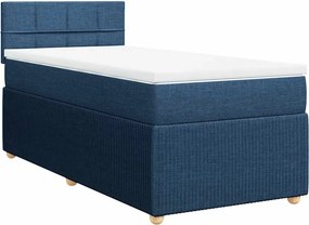 vidaXL Κρεβάτι Boxspring με Στρώμα Μπλε 90x190 εκ.Υφασμάτινο