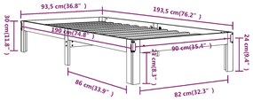 ΠΛΑΙΣΙΟ ΚΡΕΒΑΤΙΟΥ ΛΕΥΚΟ 90 X 190 ΕΚ. ΜΑΣΙΦ ΞΥΛΟ 3FT SINGLE 810331